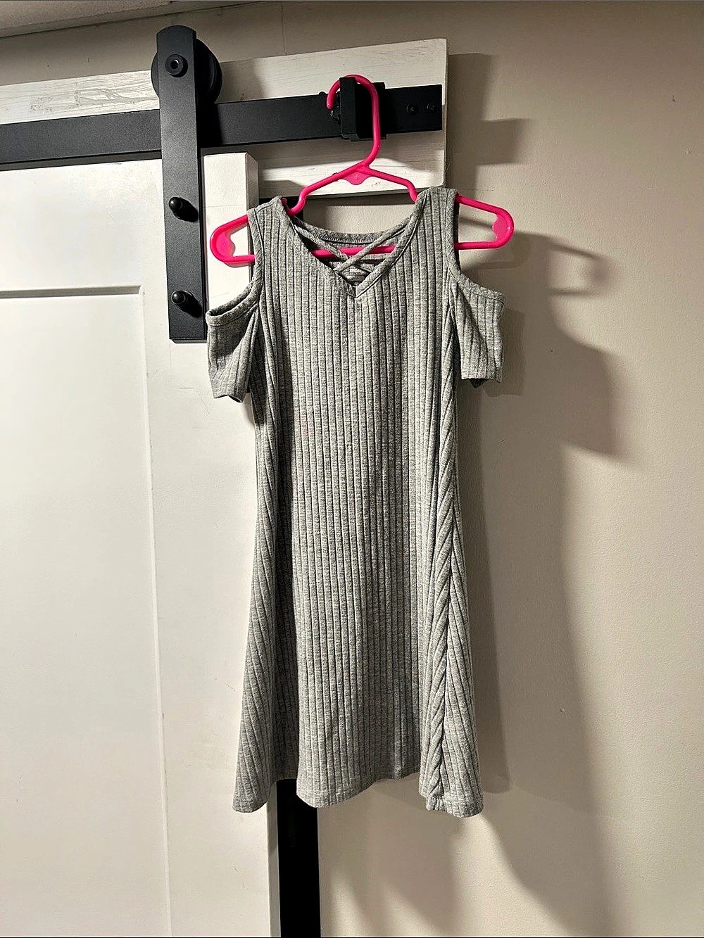 Art class Ribbed Cold Shoulder Mini Dress Gray Size XS (4/5) kids